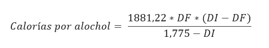 Formula de calorías por alcohol