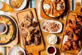 Comida casera y cerveza