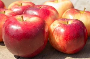 Manzanas rojas Manzanas rojas frescas, ideales para asar, listas para la preparación del postre.