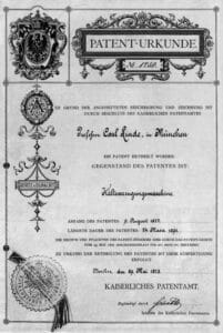Patente de la primera máquina frigorífica (1877) Patente de la primera máquina frigorífica (1877)
