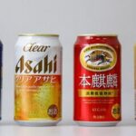 Latas de cerveza de tercera categoría de Suntory, Asahi, Kirin y Sapporo antes de la unificación del impuesto en Japón