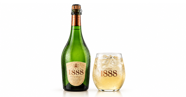 Botella y vaso de sidra 1888