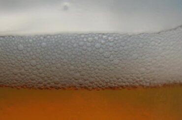 Espuma de las cervezas sin gluten, vaso de cerveza con corona de espuma