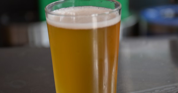 Espuma de las cervezas sin gluten, vaso de cerveza con su corona de espuma